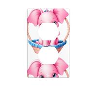 Wall Plate 4.5x2.76in MSRHIUEF Little Pink Elephant in The Flower Basket Picture Durable PC Material, Heat & Fade Resistant, Easy to Clean, Standard Size