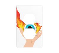 Wall Plate 4.5x2.76in WHJSHOP Burning Eyeball on Palm Pattern Durable PC Material, Heat & Fade Resistant, Easy to Clean, Standard Size