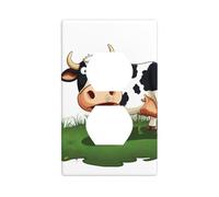 Wall Plate 4.5x2.76in WHJSHOP Cartoon Cow Eating Grass Pattern Durable PC Material, Heat & Fade Resistant, Easy to Clean, Standard Size