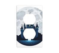 Wall Plate 4.5x2.76in WHJSHOP Castle on The Moon Pattern Durable PC Material, Heat & Fade Resistant, Easy to Clean, Standard Size
