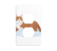 Wall Plate 4.5x2.76in WHJSHOP Cat in The Snow Pattern Durable PC Material, Heat & Fade Resistant, Easy to Clean, Standard Size