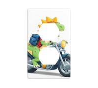 Wall Plate 4.5x2.76in WHJSHOP Dinosaur Riding a Motorcycle Pattern Durable PC Material, Heat & Fade Resistant, Easy to Clean, Standard Size