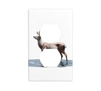 Wall Plate 4.5x2.76in WHJSHOP Elk Stepping on The Water Pattern Durable PC Material, Heat & Fade Resistant, Easy to Clean, Standard Size