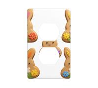 Wall Plate 4.5x2.76in WHJSHOP Floral Bunny Cookies Pattern Durable PC Material, Heat & Fade Resistant, Easy to Clean, Standard Size