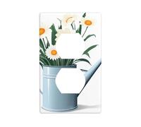 Wall Plate 4.5x2.76in WHJSHOP Flowers in a Watering can Pattern Durable PC Material, Heat & Fade Resistant, Easy to Clean, Standard Size