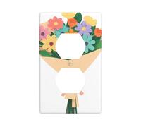 Wall Plate 4.5x2.76in WHJSHOP Flowers Wrapped in Beautiful Paper Pattern Durable PC Material, Heat & Fade Resistant, Easy to Clean, Standard Size