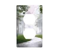 Wall Plate 4.5x2.76in WHJSHOP Fresh Forest After rain Pattern Durable PC Material, Heat & Fade Resistant, Easy to Clean, Standard Size