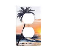 Wall Plate 4.5x2.76in WHJSHOP Oil Painting of Palm Trees Pattern Durable PC Material, Heat & Fade Resistant, Easy to Clean, Standard Size