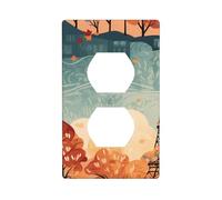 Wall Plate 4.5x2.76in WHJSHOP Paris City Tree Eiffel Tower Art Pattern Durable PC Material, Heat & Fade Resistant, Easy to Clean, Standard Size