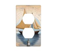Wall Plate 4.5x2.76in WHJSHOP Sailboat Map Pattern Durable PC Material, Heat & Fade Resistant, Easy to Clean, Standard Size