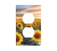 Wall Plate 4.5x2.76in WHJSHOP Sunflower Flower Sea Pattern Durable PC Material, Heat & Fade Resistant, Easy to Clean, Standard Size