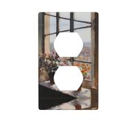 Wall Plate 4.5x2.76in YYHWHJDE Beautiful Window sill Prints Durable PC Material, Heat & Fade Resistant, Easy to Clean, Standard Size
