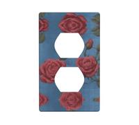 Wall Plate 4.5x2.76in YYHWHJDE Blue Background with Pink Roses Prints Durable PC Material, Heat & Fade Resistant, Easy to Clean, Standard Size