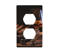 Wall Plate 4.5x2.76in YYHWHJDE Cigar and Whiskey Prints Durable PC Material, Heat & Fade Resistant, Easy to Clean, Standard Size