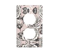 Wall Plate 4.5x2.76in YYHWHJDE Pink Background Roses Prints Durable PC Material, Heat & Fade Resistant, Easy to Clean, Standard Size