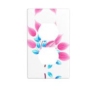 Wall Plate 4.5x2.76in YYHWHJDE Pink Leaves with Blue Gemstones Prints Durable PC Material, Heat & Fade Resistant, Easy to Clean, Standard Size