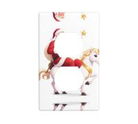 Wall Plate 4.5x2.76in YYHWHJDE Santa Claus Sitting on a Unicorn Prints Durable PC Material, Heat & Fade Resistant, Easy to Clean, Standard Size