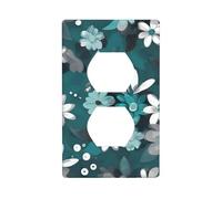 Wall Plate 4.5x2.76in YYHWHJDE Teal Grey and White Floral Prints Durable PC Material, Heat & Fade Resistant, Easy to Clean, Standard Size