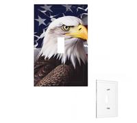 Wall Plate America US Flag Bald Eagle Decorative Wall Plates Outlet Cover 1 Gang Switch Plate Toggle Light Switch Plates Plug Cover for Bedroom Light Switch Cover for Kitchen Living Room