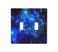 Wall Plate Blue Shining Stars Prints Toggle Light Switch Covers Decorator 2 Gang Outlet Plate Heat Resistant 4.5X4.5 in