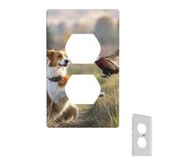 Wall Plate Dog Catching Pheasant Decorative Wall Plates Outlet Cover 1 Gang Switch Plate Toggle Light Switch Plates Plug Cover for Bedroom Light Switch Cover for Kitchen Living Room