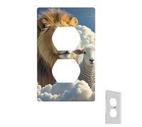 Wall Plate Lamb with A Lion Clouds Decorative Wall Plates Outlet Cover 1 Gang Switch Plate Toggle Light Switch Plates Plug Cover for Bedroom Light Switch Cover for Kitchen Living Room
