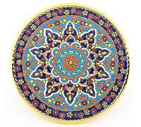 WALL PLATE MODEL 8001, decorative ceramic plate for hanging handpainted with the dry rope (cuerda seca) technique GOLD OF 24 K (Carat). 21cm diameter.