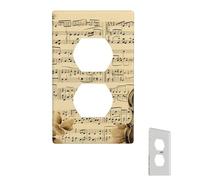 Wall Plate Music Notes on Old Paper Decorative Wall Plates Outlet Cover 1 Gang Switch Plate Toggle Light Switch Plates Plug Cover for Bedroom Light Switch Cover for Kitchen Living Room