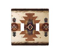 Wall Plate Native American Patterns Prints Toggle Light Switch Covers Decorator 2 Gang Outlet Plate Heat Resistant 4.5X4.5 in