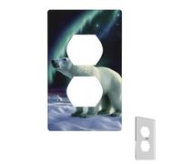 Wall Plate Polar Bears Northern Lights Decorative Wall Plates Outlet Cover 1 Gang Switch Plate Toggle Light Switch Plates Plug Cover for Bedroom Light Switch Cover for Kitchen Living Room