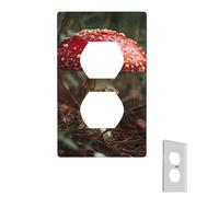 Wall Plate Red White Mushroom Light Switch Cover Decorative Wall Plate Cover 1-Gang Switch Cover Edge Outlet Covers Toggle Switch Plate for Kitchen Bedroom