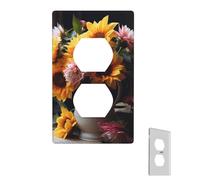 Wall Plate Summer Flowers Arrangment Decorative Wall Plates Outlet Cover 1 Gang Switch Plate Toggle Light Switch Plates Plug Cover for Bedroom Light Switch Cover for Kitchen Living Room