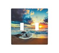 Wall Plate Sunset Beach Prints Toggle Light Switch Covers Decorator 2 Gang Outlet Plate Heat Resistant 4.5X4.5 in