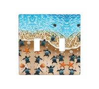 Wall Plate Turtle Crawling on The Beach Prints Toggle Light Switch Covers Decorator 2 Gang Outlet Plate Heat Resistant 4.5X4.5 in