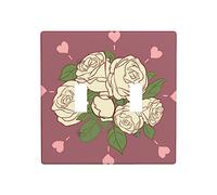 Wall Plate White Rose of Love Prints Toggle Light Switch Covers Decorator 2 Gang Outlet Plate Heat Resistant 4.5X4.5 in