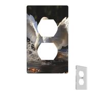 Wall Plate White Swan Light Switch Cover Decorative Wall Plate Cover 1-Gang Switch Cover Edge Outlet Covers Toggle Switch Plate for Kitchen Bedroom