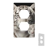 Wall Plate White Tiger Light Switch Cover Decorative Wall Plate Cover 1-Gang Switch Cover Edge Outlet Covers Toggle Switch Plate for Kitchen Bedroom