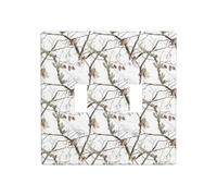 Wall Plate White Tree Camo Prints Toggle Light Switch Covers Decorator 2 Gang Outlet Plate Heat Resistant 4.5X4.5 in