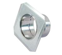 Wall Plate with Flange, 150mm Pipe Rosette, Galvanised Sheet Metal, Square Collar