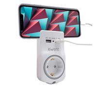 Wall Plug With 2 Usb Ports Ewent Ew1225 16A 3680 W White 10 W NEW