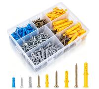 Wall Plugs and Screws Set, 320 Pcs Assorted Wall Fixings Kit | Plastic Rawl Plugs and Screws, Storage Box for Brick, Concrete, Plasterboard, Drywall and Masonry