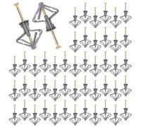 Wall Plugs for Plasterboard,50pcs Plasterboards Wall Plugs and 50pcs Screws,Universal Heavy-Duty Drywall Anchors,Anti-Rotation Expanding Plasterboard Screws,Heavy Duty Expansion Tube for Hold Hollow