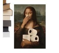 Wall Poster - 11.81 X 15.75 Inches Funny Picture On Canvas Framed | Mona Lisa Pinching Her Nose Posters For Bedroom, Birthday Party, Boys, Girls, Studio, Classroom, Office