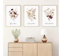 Wall Posters,Islamic Abstract Floral Watercolor Posters Boho Wall Art Canvas Painting Prints Pictures Living Kitchen Office Room Interior Home Decor-60 * 80cm*3/(24 * 31inch*3) Unframed