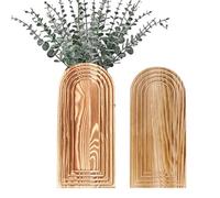 Wall Pots for Flowers, 2 Pieces Plant Holders with Boho Aesthetics - Wooden Flower Box Wall for Flowers - for Dining Room Kitchen Bedroom Bathroom Entrance Apartment Office Farmhouse