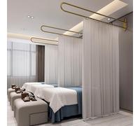 Wall Privacy Partition Curtains Rod U-Shape Room Divider, Wall Mounted Curtains U-Shaped Long Support Rod,Fitting Room Beauty Salon Clinics Modern Area Separator Screen Metal Support Track