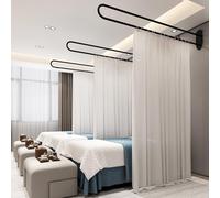 Wall Privacy Partition Curtains Rod U-Shape Room Divider, Wall Mounted Curtains U-Shaped Long Support Rod,Fitting Room Beauty Salon Clinics Modern Area Separator Screen Metal Support Track