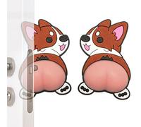 Wall Protection for Door Handles, 3D Silicone Shockproof Cute Dog Self-Adhesive Sticker - Door Stopper and Edge Protection, Protection Against Hits, Swinging and Squeezing for Home, Bedroom