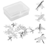 Wall Push Pins, Adorable Aeroplane-Shaped Thumb Tacks with Storage Box, 30 Piece Decorative Map Pins for Bulletin Boards, Notice Boards, Photos and Posters, Wall DIY Craft