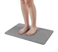 WALL QMER Bath Stone Mat, Fast Drying Absorbent Natural Diatomaceous Earth Mat, Anti-Slip Floor Shower Mats for Bathroom, Kitchen, Graphite Grey